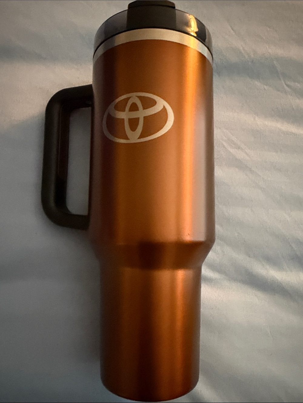 Toyota Stanley Copper Metallic Travel Mug with Black Handle and Lid
